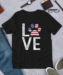 Love Paw American Flag T-Shirt