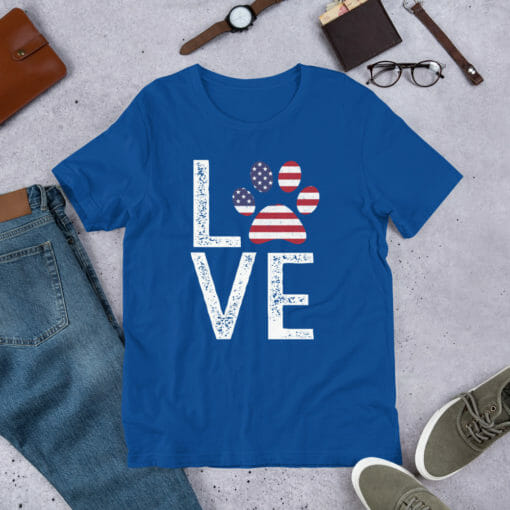 Love Paw American Flag T-Shirt - Image 10