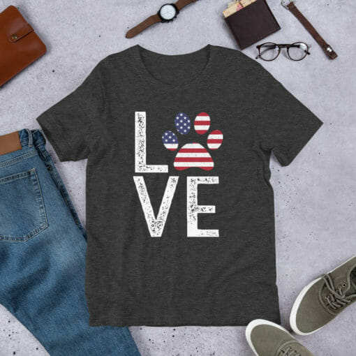 Love Paw American Flag T-Shirt - Image 8