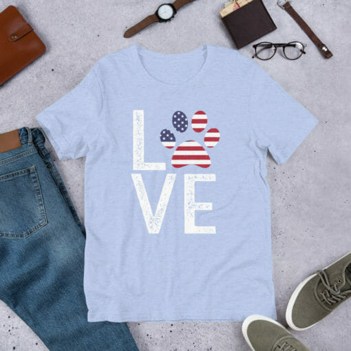 Love Paw American Flag T-Shirt - Image 11