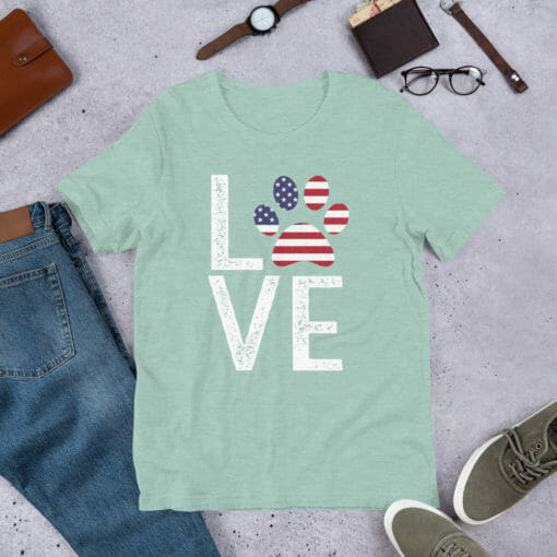 Love Paw American Flag T-Shirt - Image 9