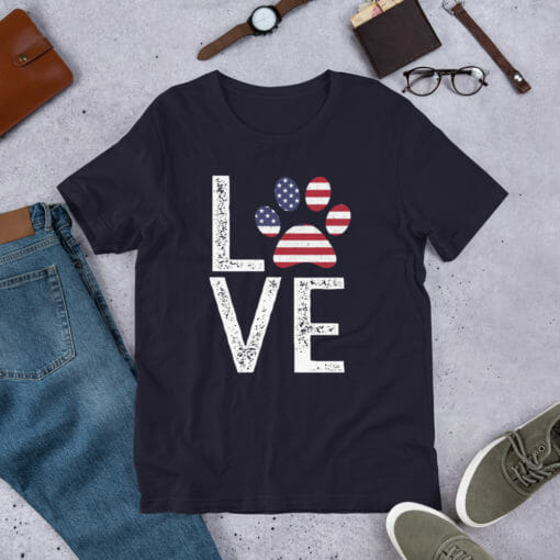 Love Paw American Flag T-Shirt - Image 6