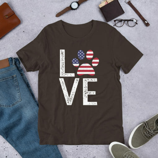 Love Paw American Flag T-Shirt - Image 5