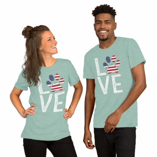 Love Paw American Flag T-Shirt - Image 4