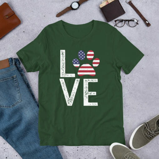 Love Paw American Flag T-Shirt - Image 7