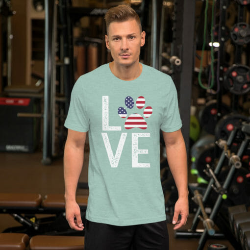 Love Paw American Flag T-Shirt - Image 2