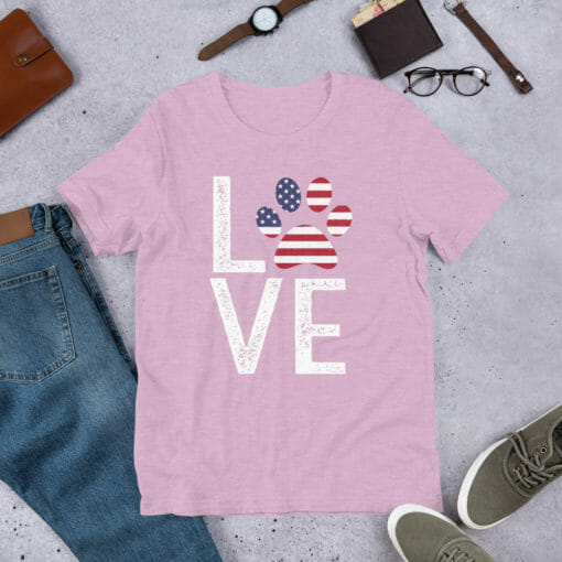 Love Paw American Flag T-Shirt - Image 15