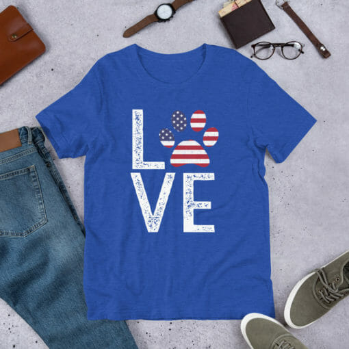 Love Paw American Flag T-Shirt - Image 14