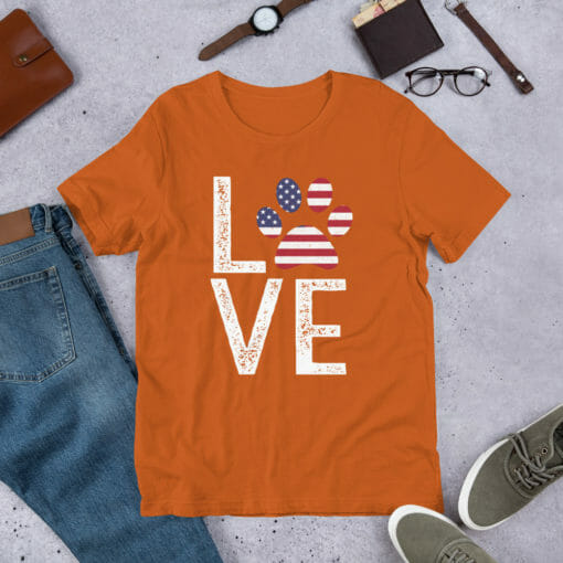 Love Paw American Flag T-Shirt - Image 13