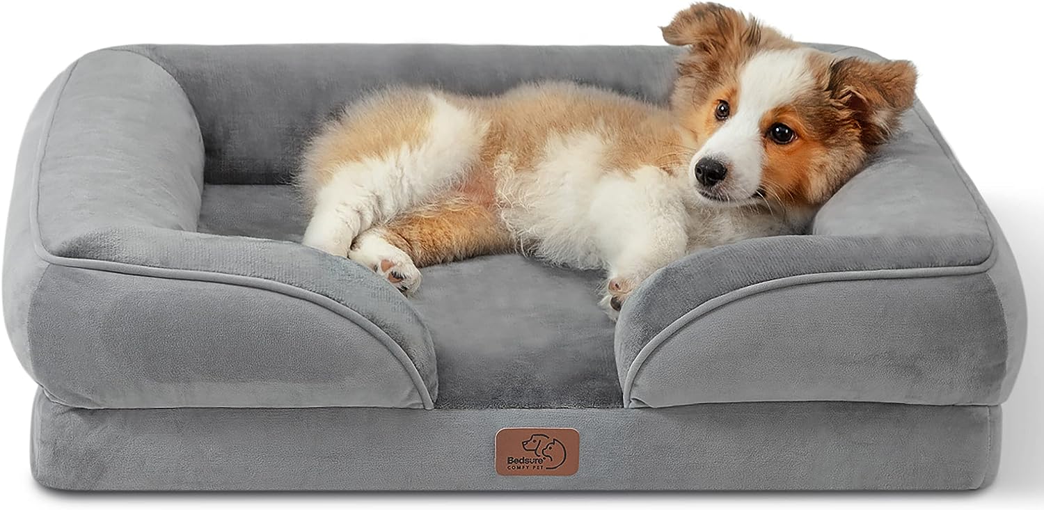 Bedsure Orthopedic Dog Bed for Medium Dogs -Foam Sofa with Removable Washable Cover, Waterproof Lining and Nonskid Bottom Couch, Pet Bed