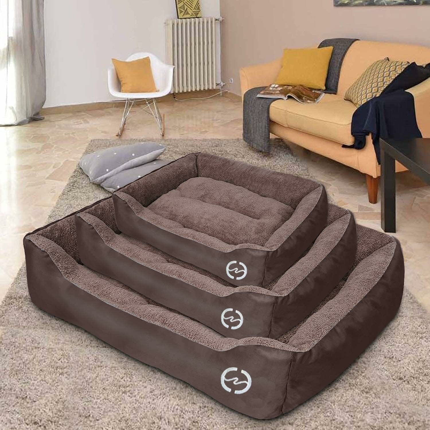 CLOUDZONE Dog Beds for Large Dogs, Large Dog Bed Machine Washable Rectangle Breathable Soft Padding with Nonskid Bottom Pet Bed for Medium and Large Dogs or Multiple. Brown