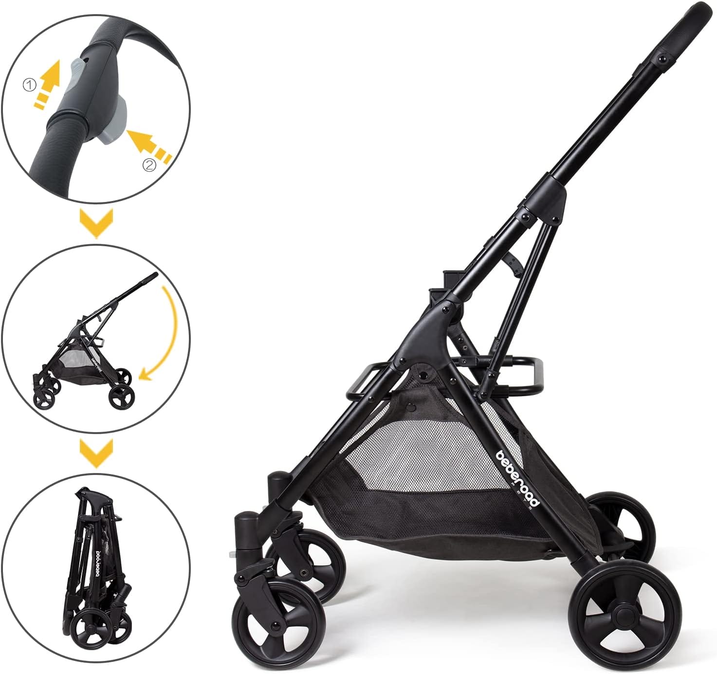 Beberoad Pets R5 Pet Stroller for Small Dogs  Cats 3-in-1 Travel Pet Stroller Lightweight Foldable Pet Stroller with Removable Carrier (Black)