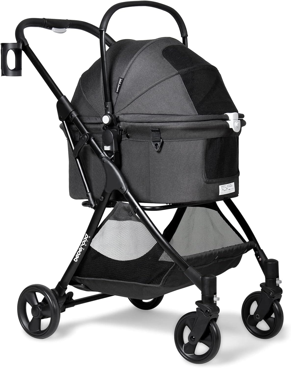 Beberoad Pets R5 Pet Stroller for Small Dogs  Cats 3-in-1 Travel Pet Stroller Lightweight Foldable Pet Stroller with Removable Carrier (Black)