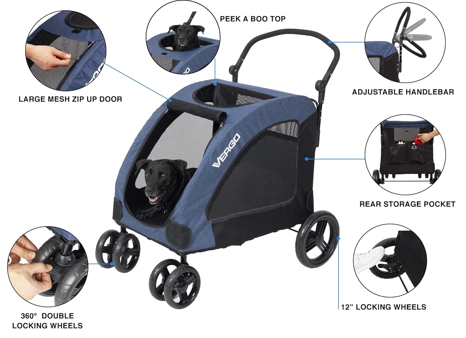 vergo pet stroller with adjustable handle review 1 2