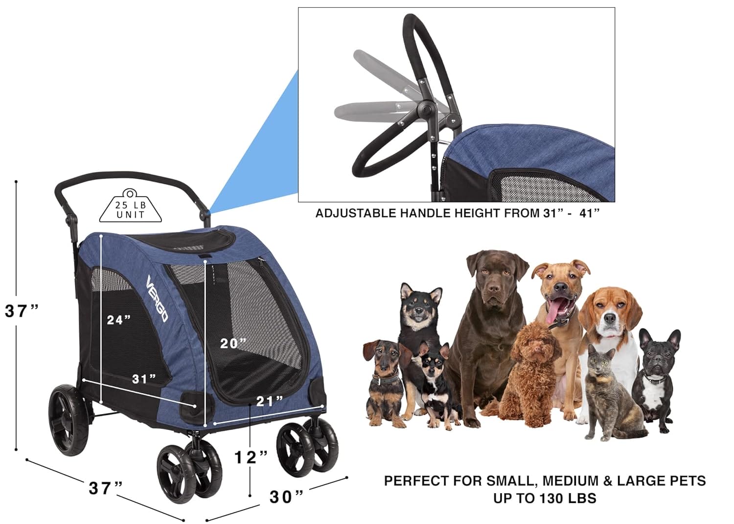 vergo pet stroller with adjustable handle review 3 3