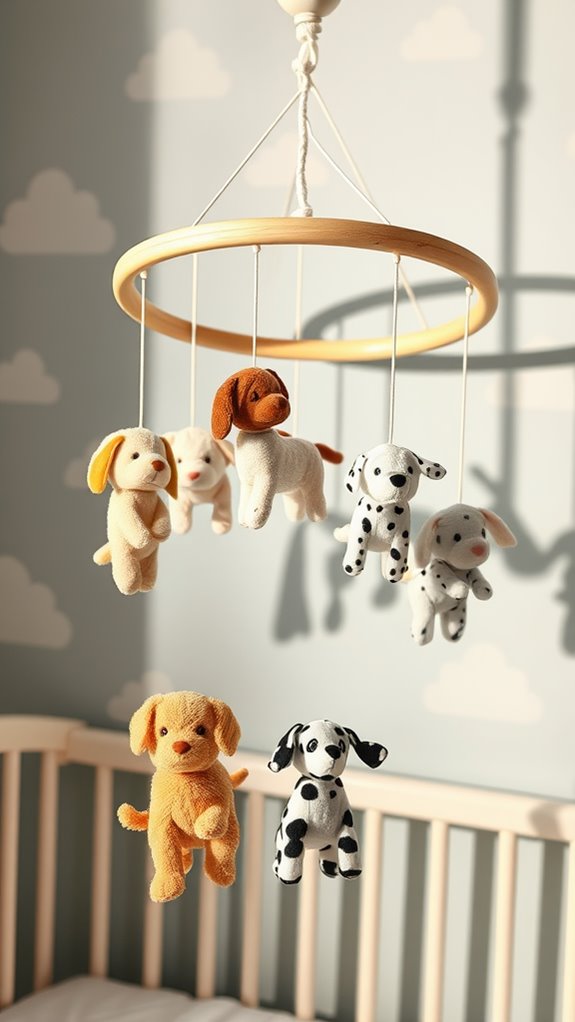 puppy themed crib mobile design