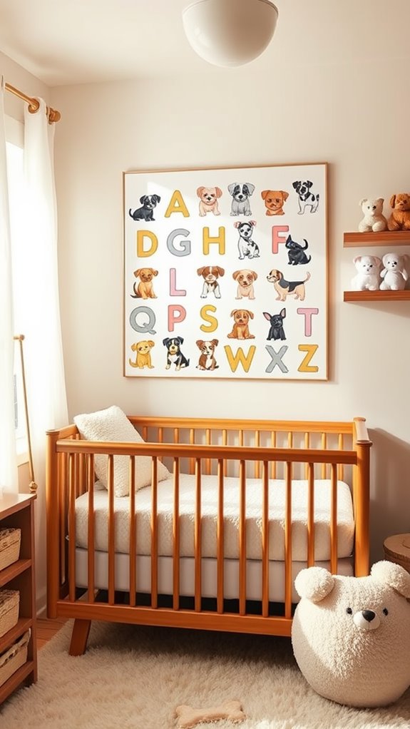 puppy themed educational alphabet poster