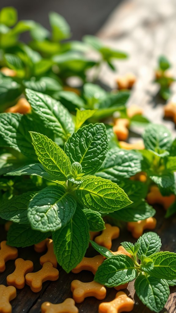 fresh aromatic mint leaves