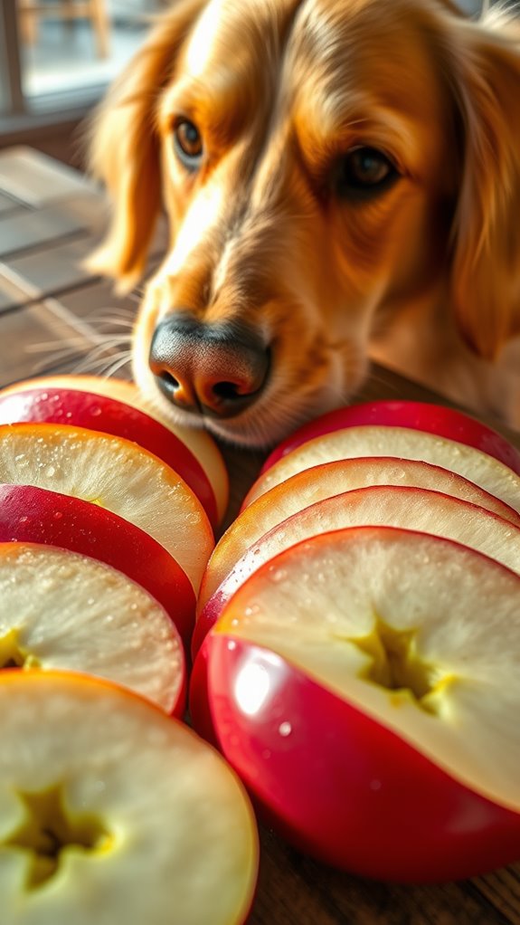 freshly cut apple slices